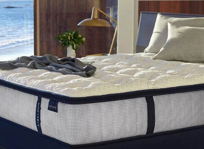 White and navy blue Aireloom Mattress